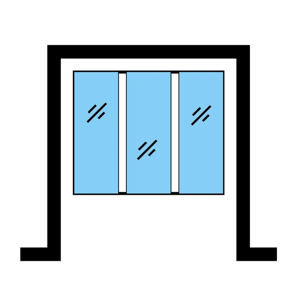 Verglastes Fenster mit Rahmen-2D-Grafik — Stockvektor