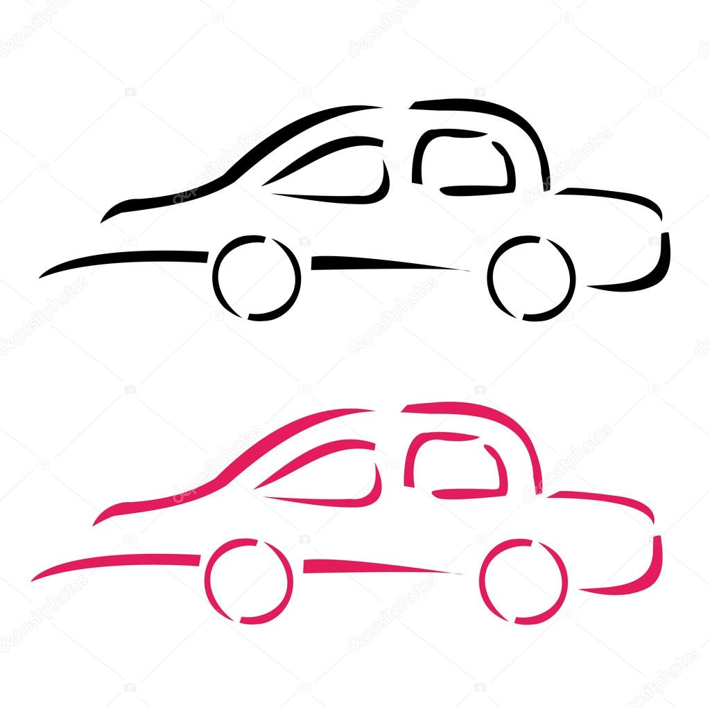 Car with abstract lines logo design concept