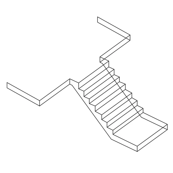 Drótváz rajz erősítésű Cement beton lépcső — Stock Vector