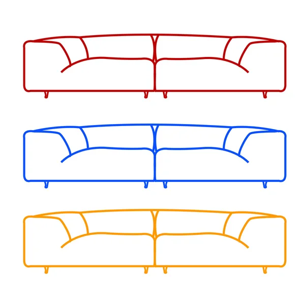 Salon canapé moderne en différentes couleurs — Image vectorielle