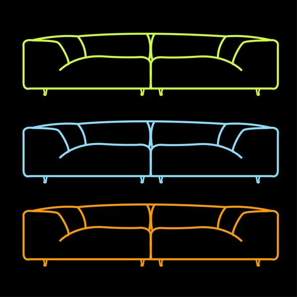 Salón sofá moderno en diferentes colores — Vector de stock