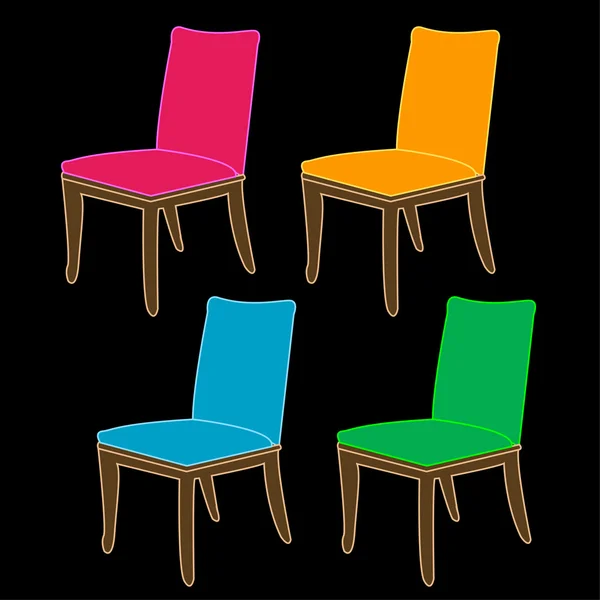 Красочные обеденные стулья — стоковый вектор