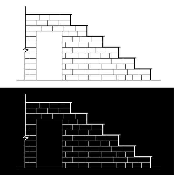 Drawing of a brick stair with stone or marble slab — Stock Illustration Drawing of a brick stair with stone or marble slab Vector Graphics