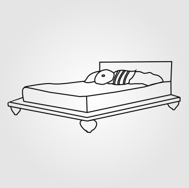 İki kişilik bir yatak çizim
