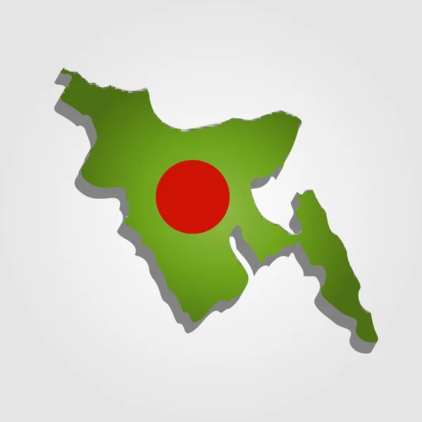 Mapa Bangladéše s červenou a zelenou barvou — Stockový vektor