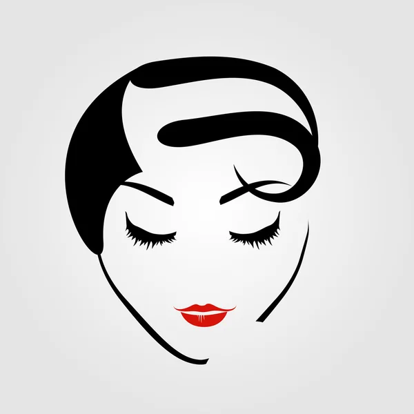 Gráfico de una mujer con peinado vintage y maquillaje — Vector de stock