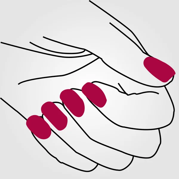 Руки женщины с раскрашенными ногтями — стоковый вектор