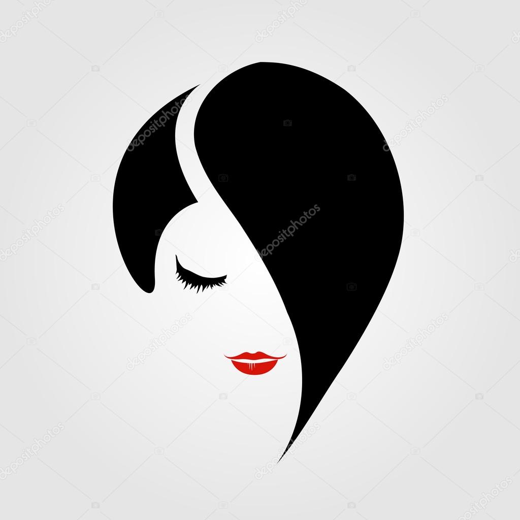 Woman with red lipstick and emo hairstyle Stock Vector by ©shawlin 78773138