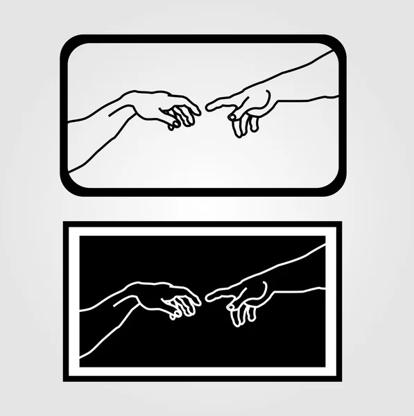 Hands showing the creation of Adam — Stock Vector