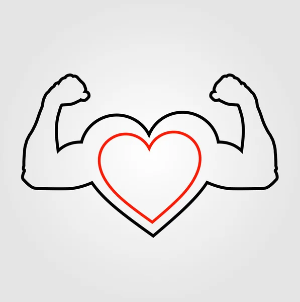 A heart with flexing muscles- Healthy heart — Stock Vector