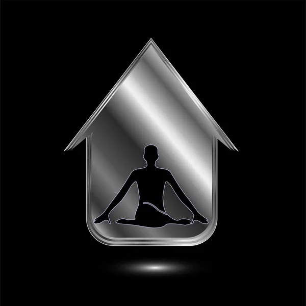 Een persoon mediteren of het uitvoeren van yoga in een huis — Stockvector