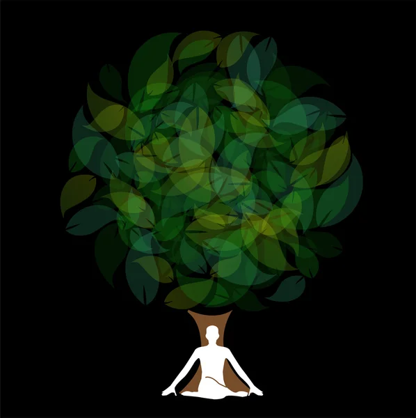 Silhueta de uma pessoa meditando ou uma pessoa que executa ioga —  Vetores de Stock