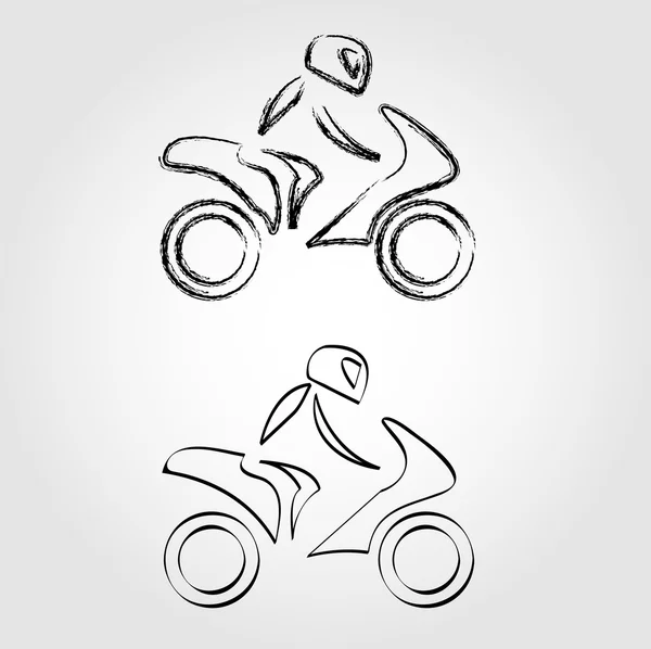 摩托车手骑在摩托车上的具有速写效果的自行车手 — 图库矢量图片