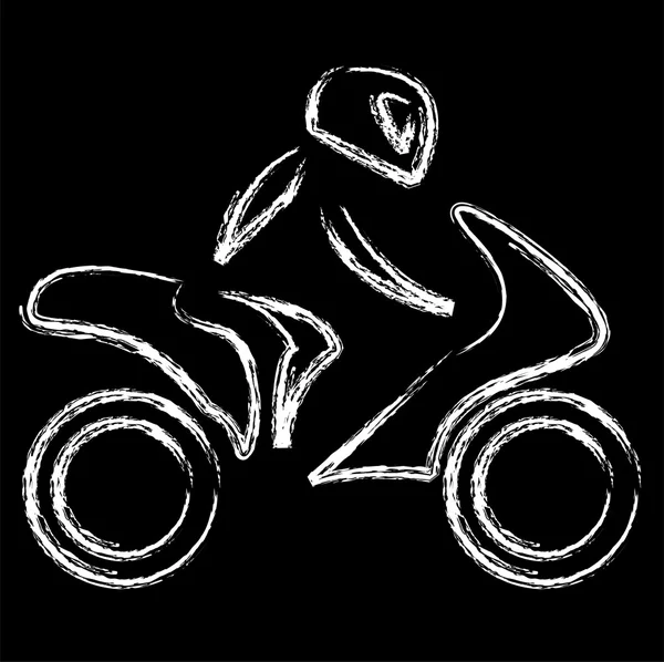 Un motociclista en una moto con efecto de boceto — Vector de stock