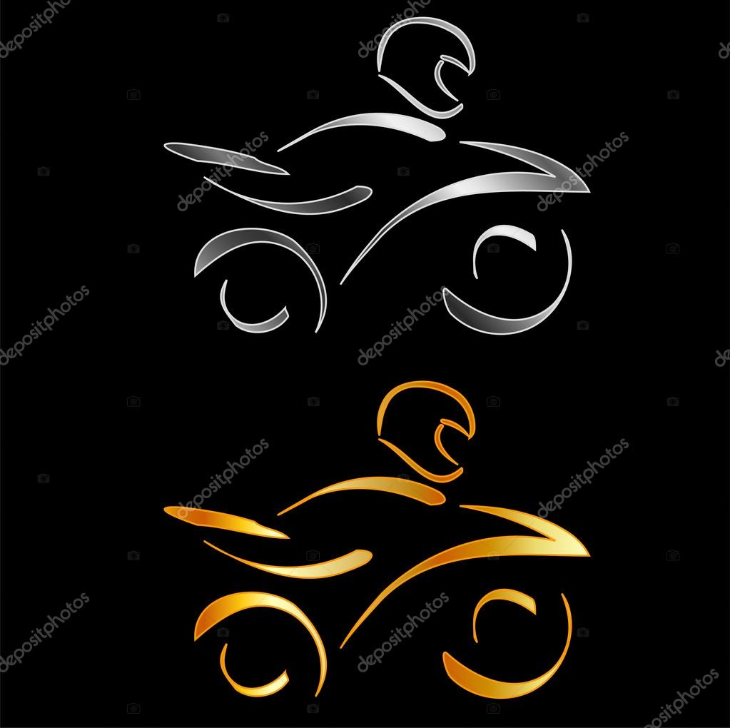 Abstract drawing of a motorbike and biker wearing helmet