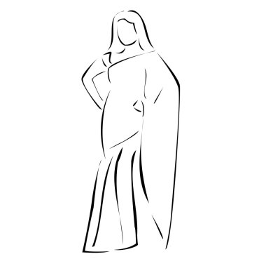 Asyalı kız giyiyor sari