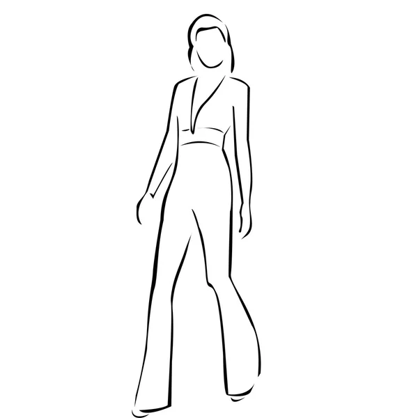 Model auf dem Laufsteg im Designer-Outfit — Stockvektor