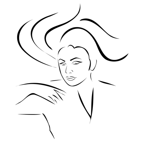 Rostro de una hermosa joven — Vector de stock