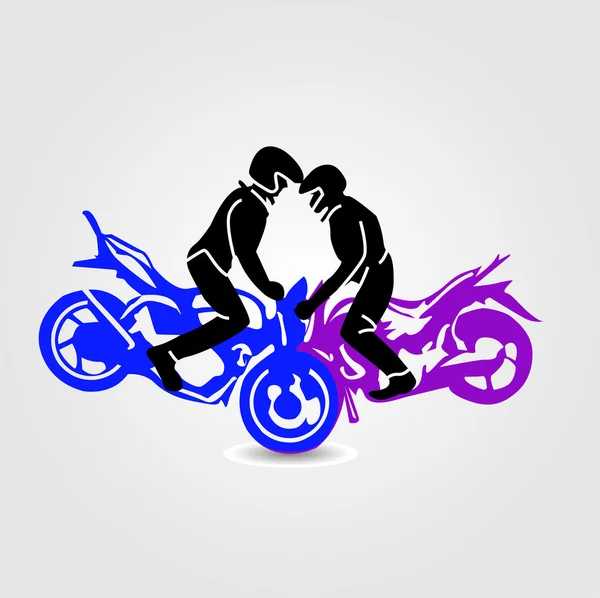 Hombres realizando acrobacias en moto — Vector de stock