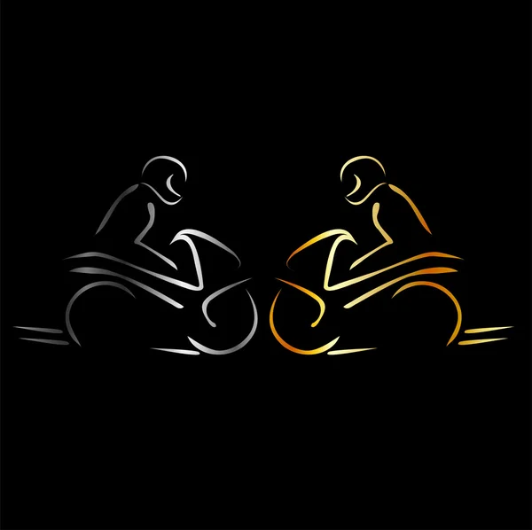 Чоловіки, що виконують трюк на мотоциклі — стоковий вектор