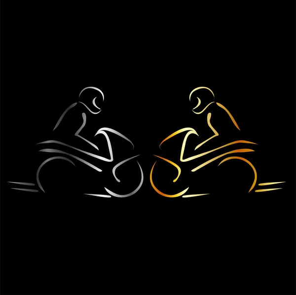 Hombres realizando acrobacias en moto — Vector de stock