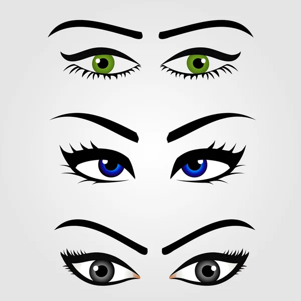 Différents types d'yeux de femmes — Image vectorielle