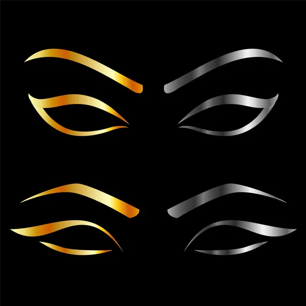 Artistic Eyes with golden and silver eyebrows — Stock Vector