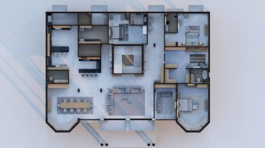 Lüks Aile Konutları ve İç Tasarım Konseptinin Mimari Planı