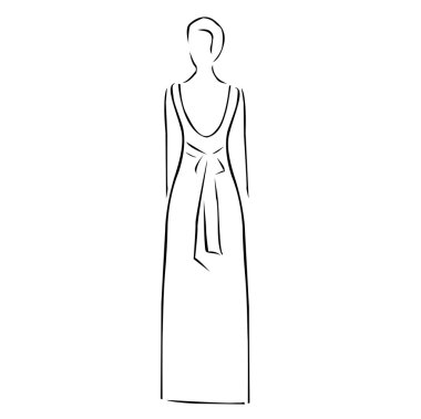 Backless elbise giyen bir ince kadın çiziminin soyut