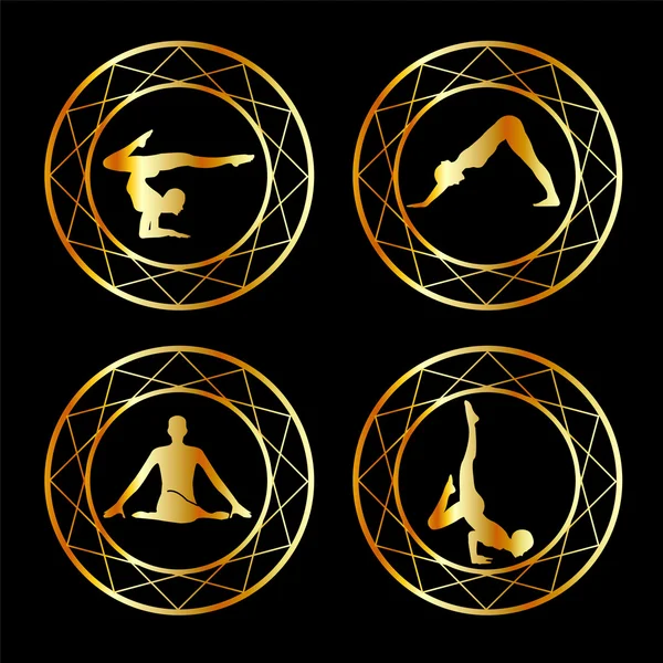 Silhouette de yoga ou gymnaste en élément de design géométrique — Image vectorielle