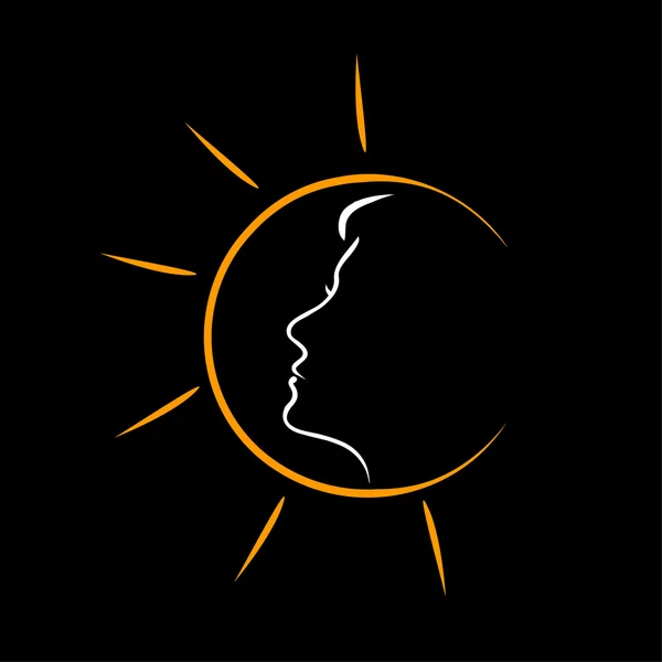 Gesicht einer Frau in der Sonne - zeigt Bräunung — Stockvektor