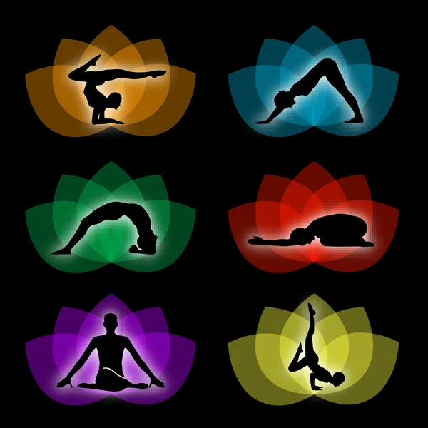 A set of yoga and meditation symbols — Stock Vector