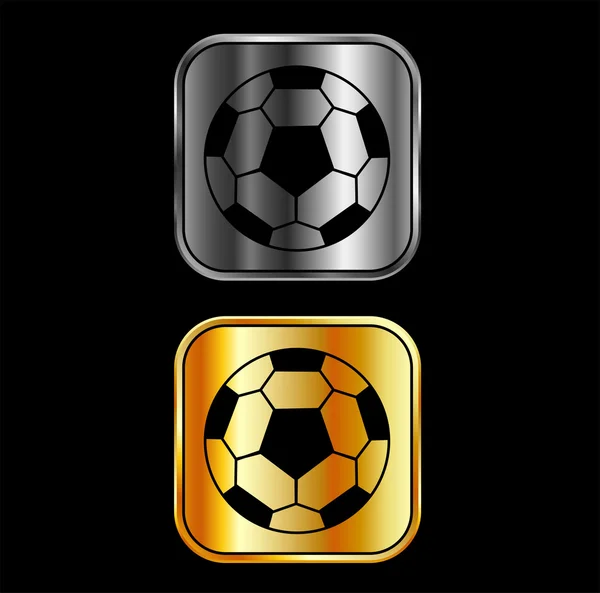 Balones de fútbol sobre fondo negro — Vector de stock