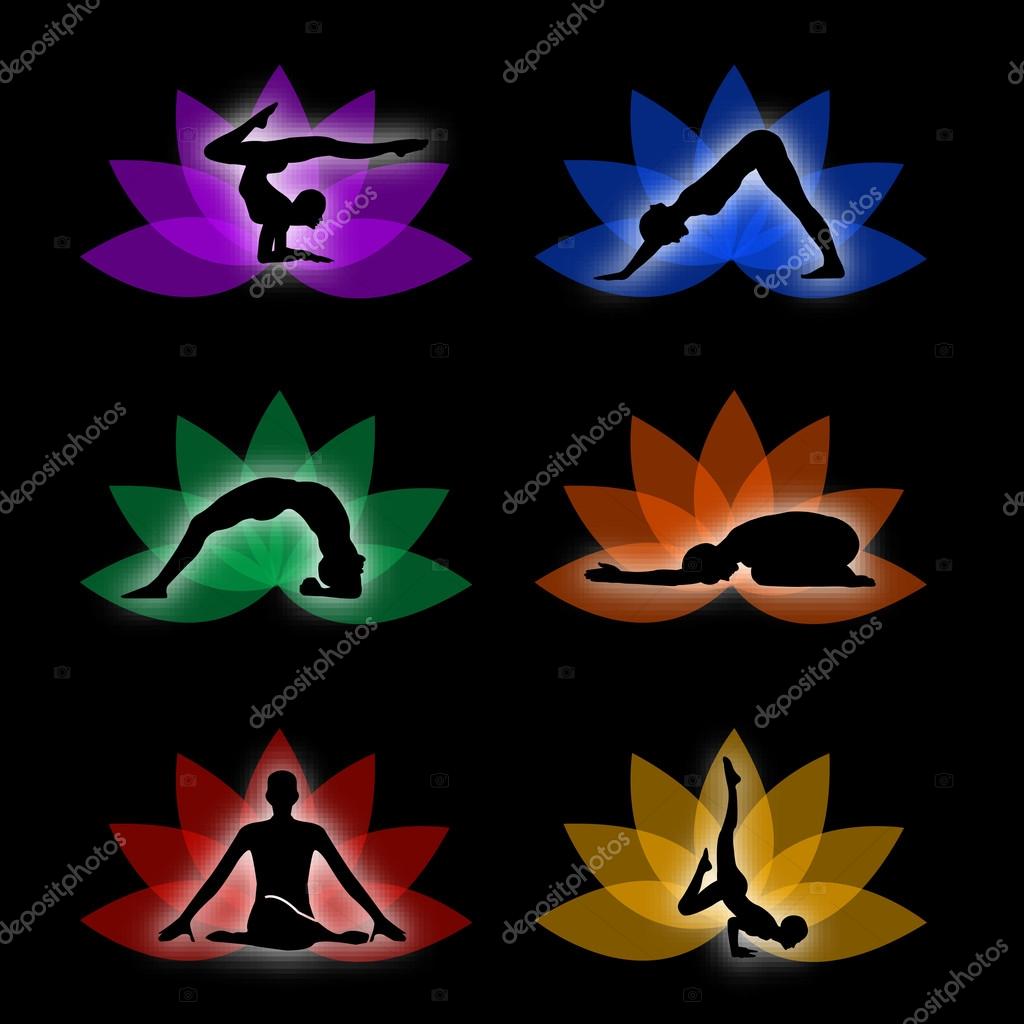 A set of yoga and meditation symbols