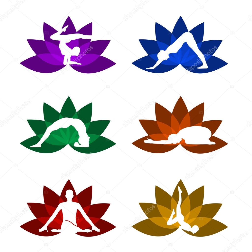 A set of yoga and meditation symbols