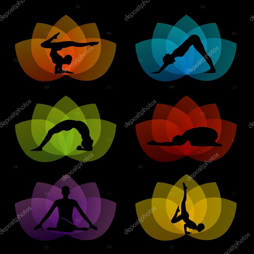 A set of yoga and meditation symbols