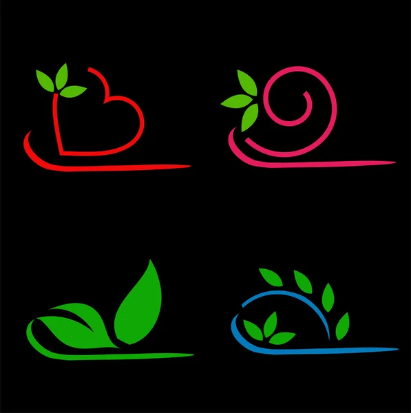 Logos de hojas florales — Vector de stock