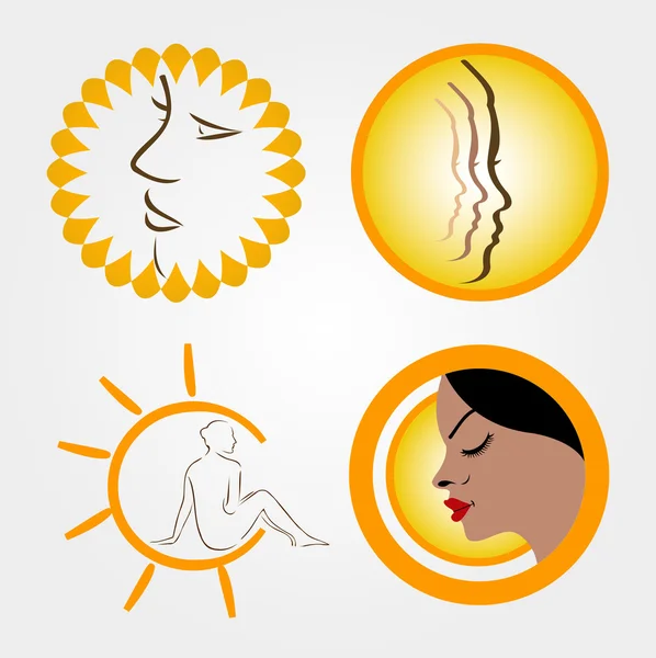 Logos für Sonnenbräune — Stockvektor