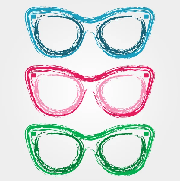 Óculos de sol coloridos desenhados com lápis de cor — Vetor de Stock