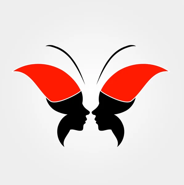 Caras formando mariposa- Libertad — Vector de stock