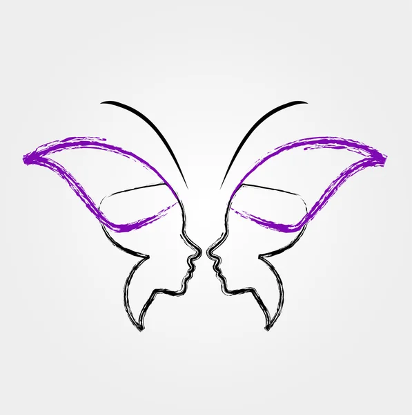 Faces forming butterfly- Freedom — Stock Vector