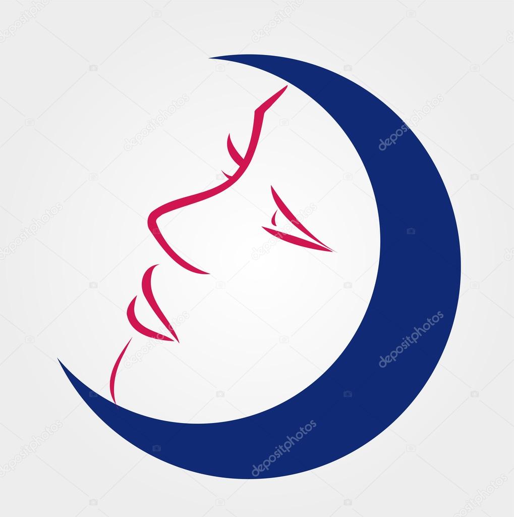 Elegant lady inside a blue moon
