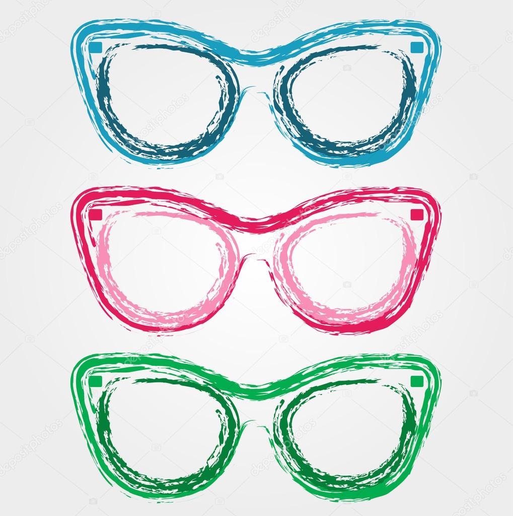 Colorful sunglasses sketched with crayon