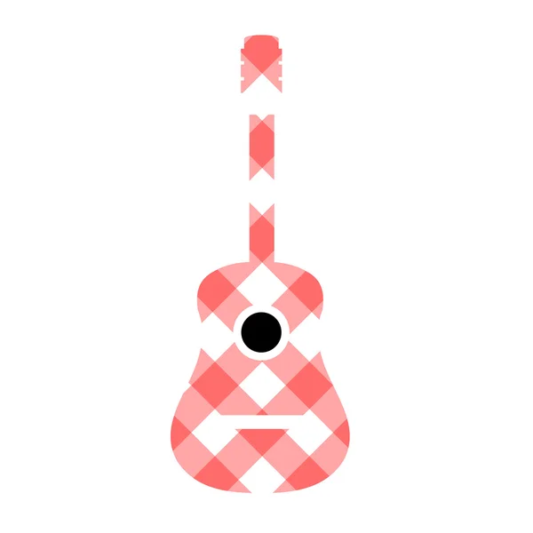 Guitar with red gingham pattern fabric — Stock Vector