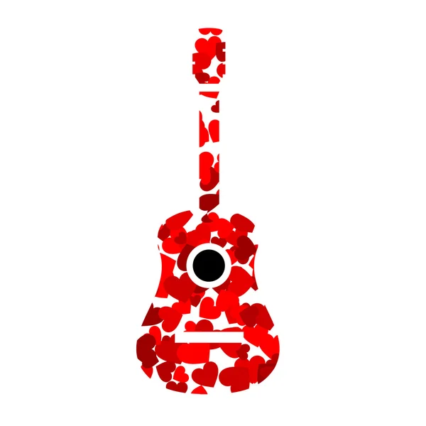 Guitare au cœur rouge — Image vectorielle