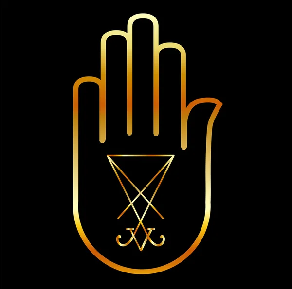 Sigil de Lucifer en una palma — Vector de stock