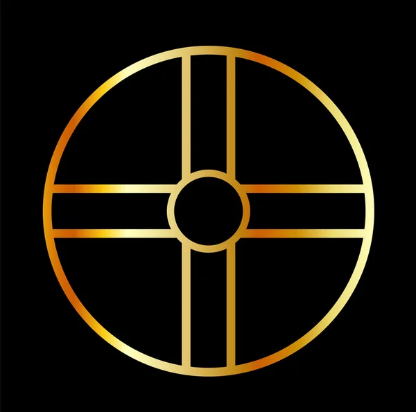 Golden southern cult solar cross symbol — Stock Vector