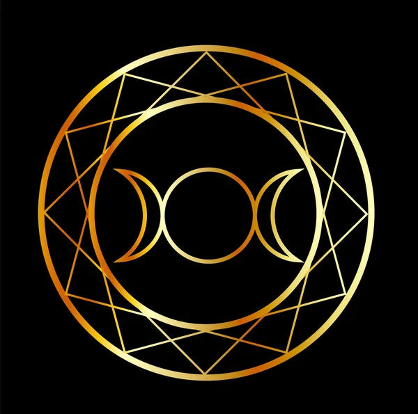 Altın Wiccan sembolü Üçlü Tanrıça