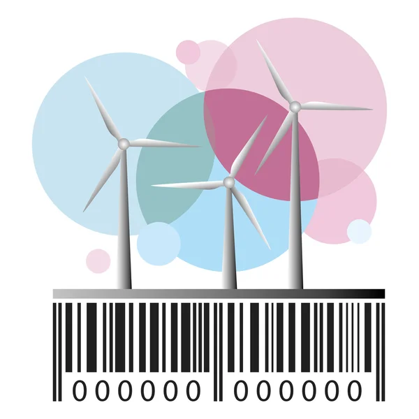 Barcode bei Windkraftanlagen — Stockvektor