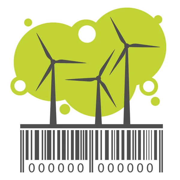 Wind power stations and barcode — Stockvector